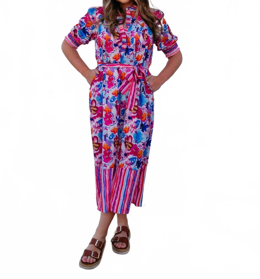 NEW JOY JOY pin tuck maxi dress in studio bloom